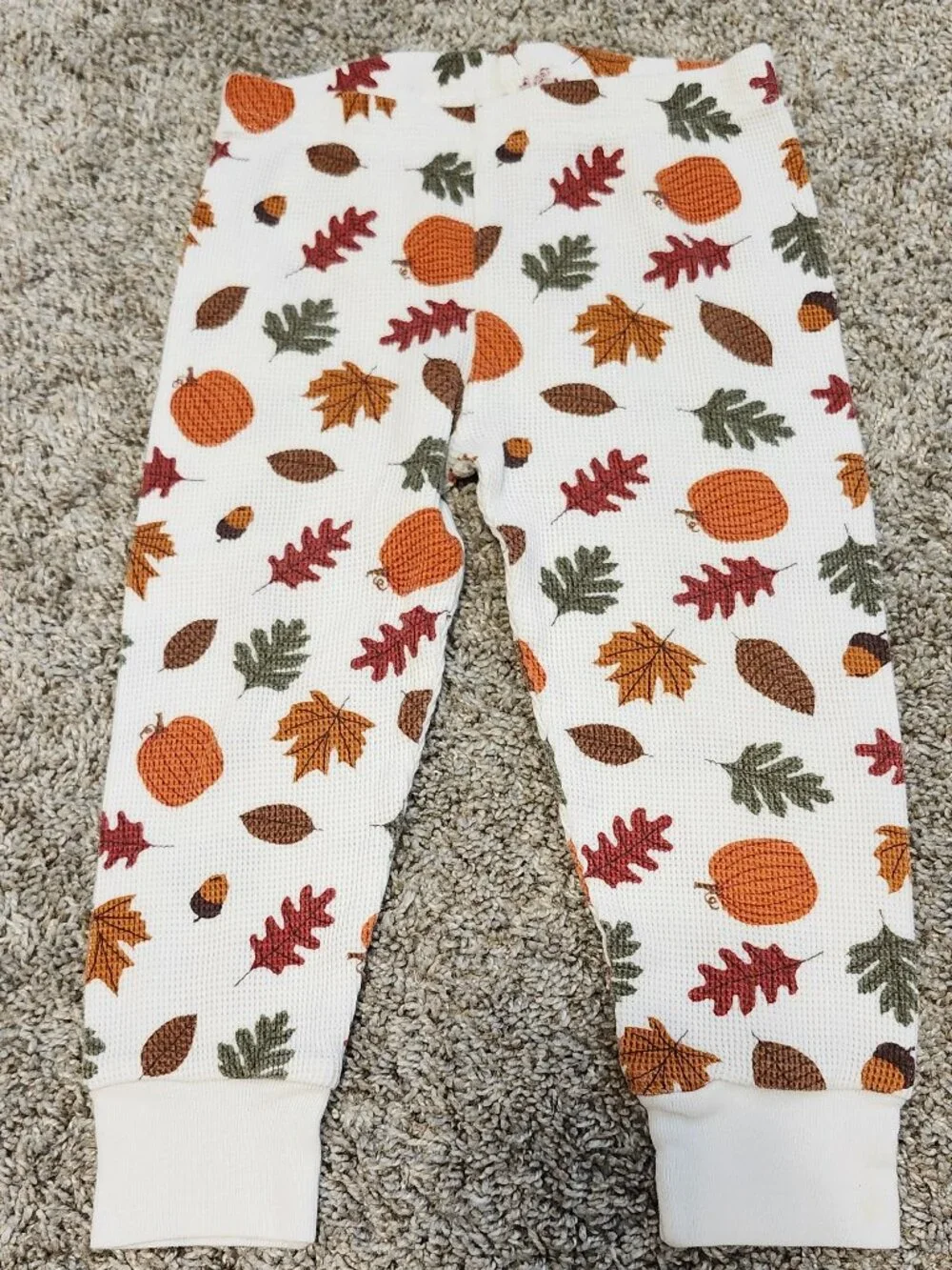 Gymboree Fall Pumpkin & Leaves Waffle Pajama Set – Toddler 2T – VGUC